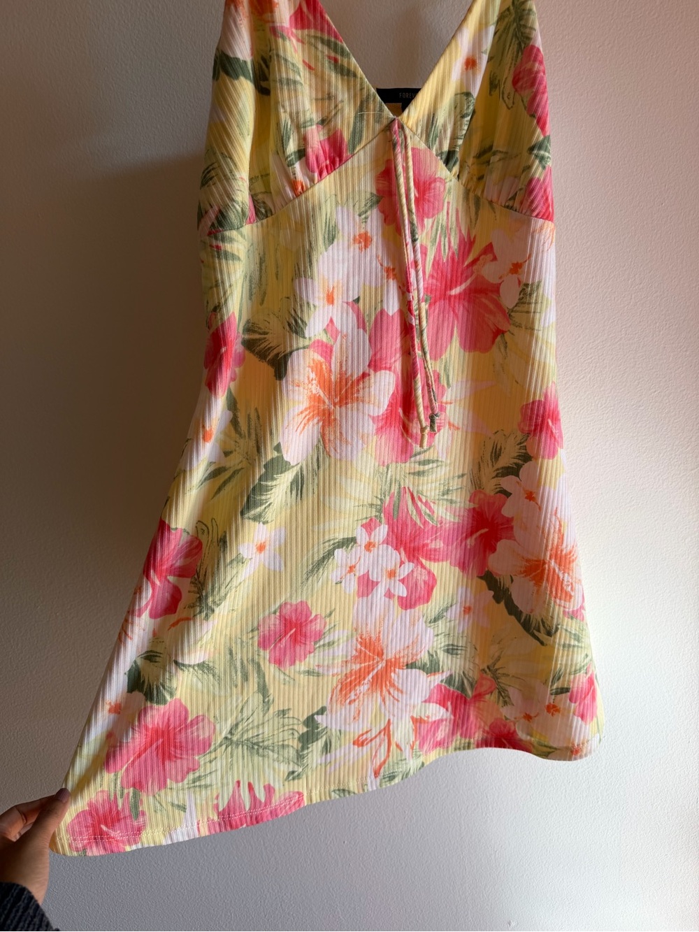 Floral V-Neck Summer Cami Top - Yellow & Pink